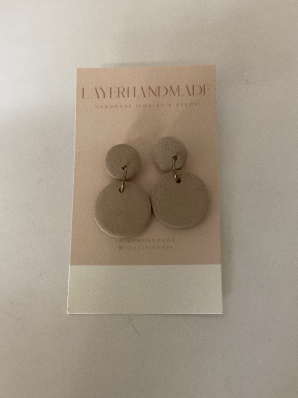 Layered Beige Double Disc Earrings by